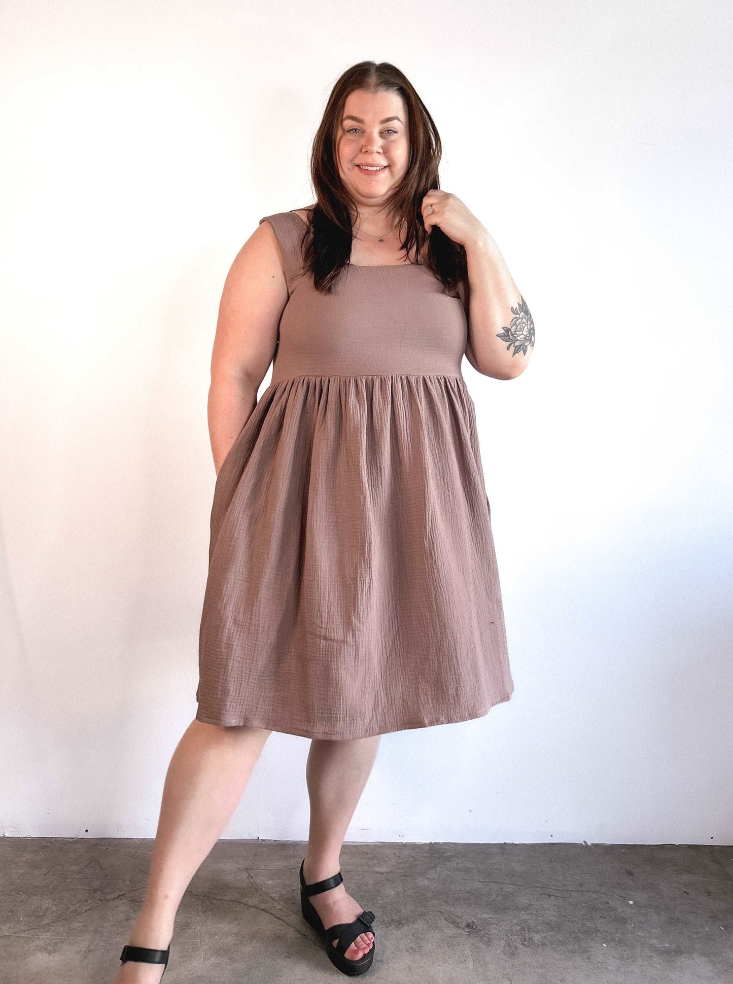 The Flo Dress in Taupe