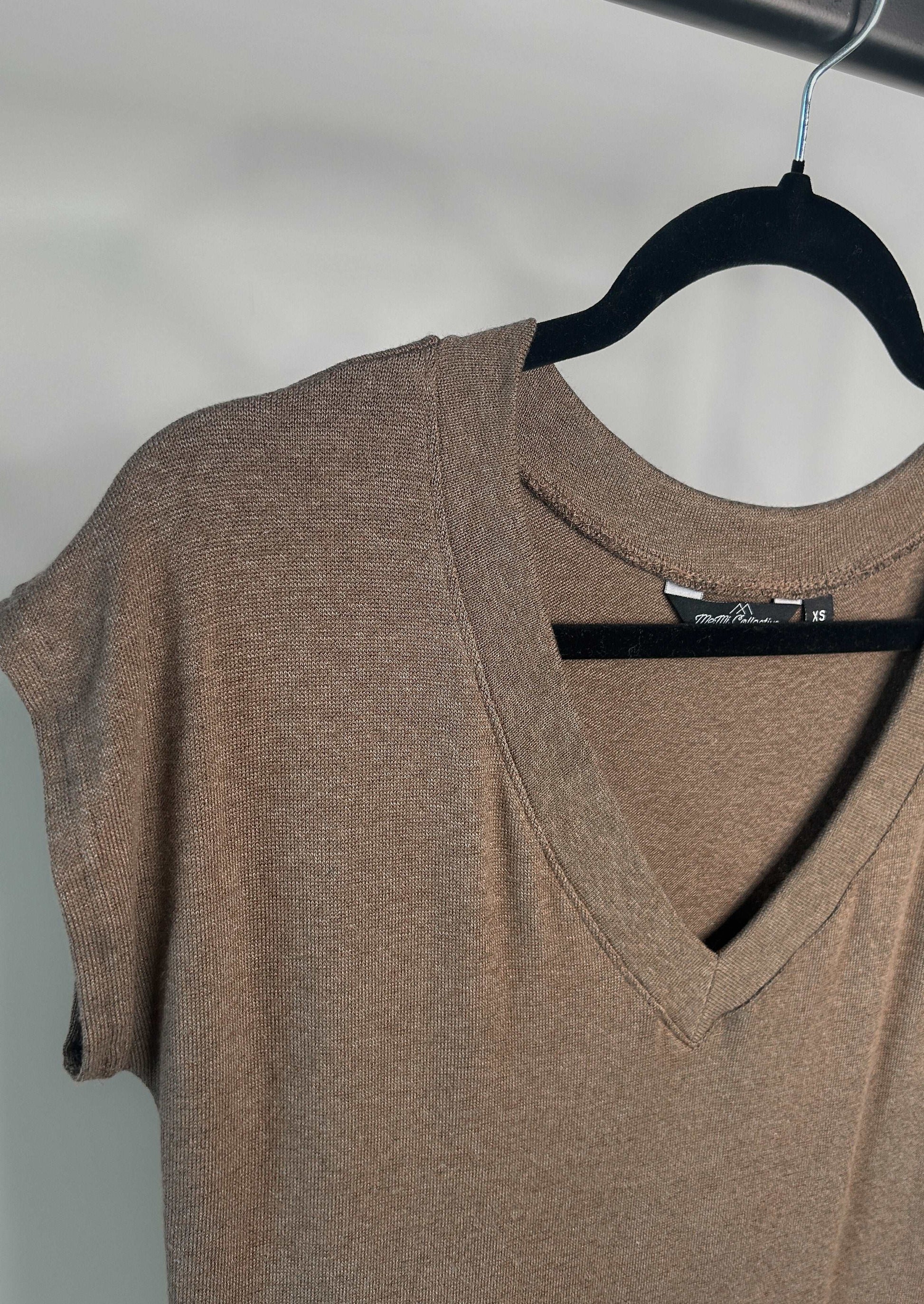 The V-Neck Sweater Tee in Wood Smoke