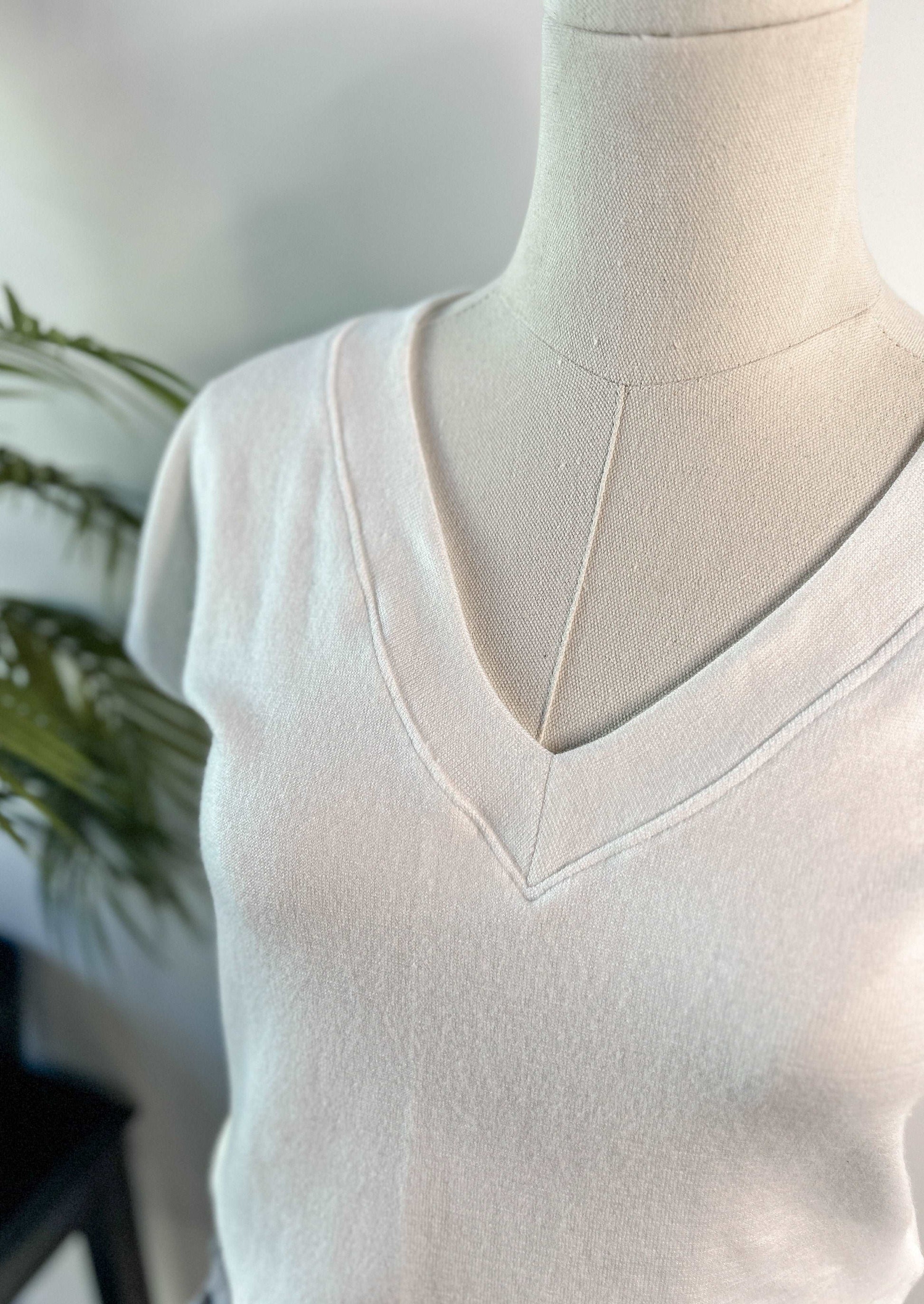 The V-Neck Sweater Tee in Ivory