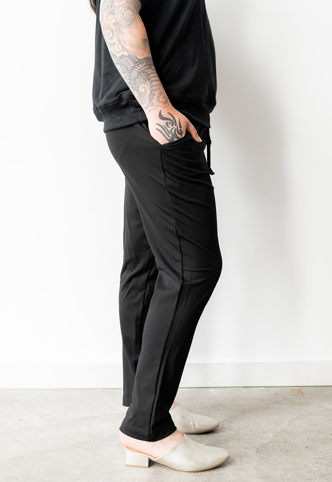 Canadian made sustainable black drawstring pants